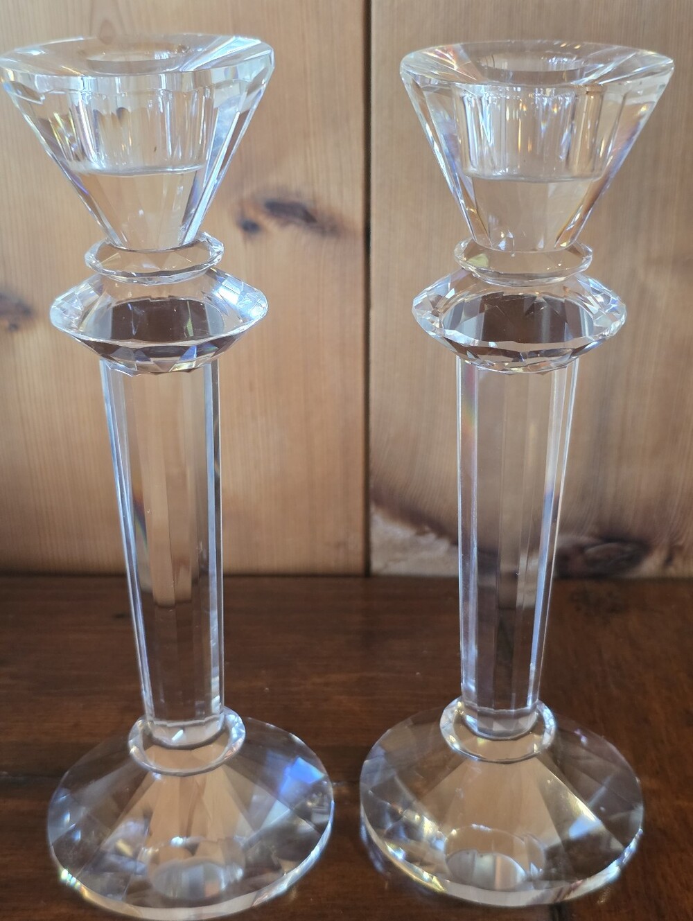 Beautiful Vintage Crystal Candlesticks- 8-1/4" Tall